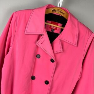 Esprit‎ Y2K Trench Jacket Womens XL Pink Double Breasted Belted Barbiecore